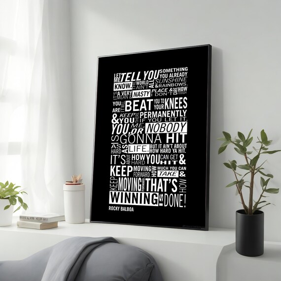 Rocky Balboa Motivational Wall Decor Motivation Wall Decor Inspirational Quote Ready To Hang Framed Wall Art Unique Gift