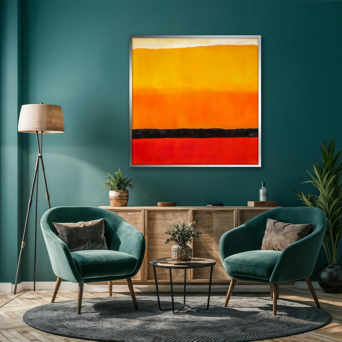 Mark Rothko Style Gold Yellow Orange Red Black Bands Abstract Poster - Image 3