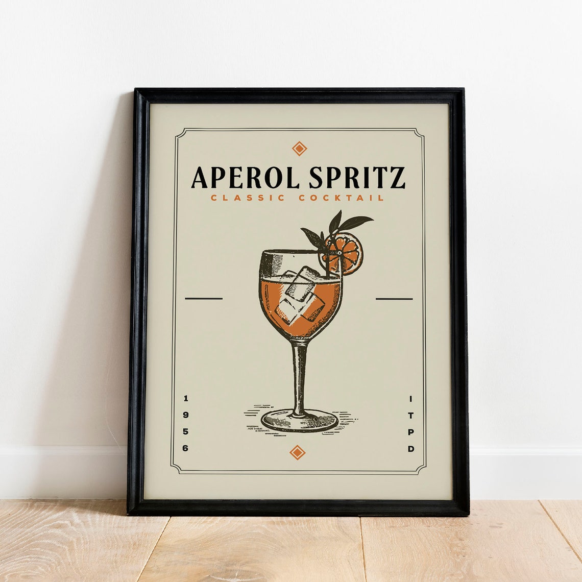 Aperol Spritz Classic Cocktail 1956 Vintage Italian Bar Cart Poster