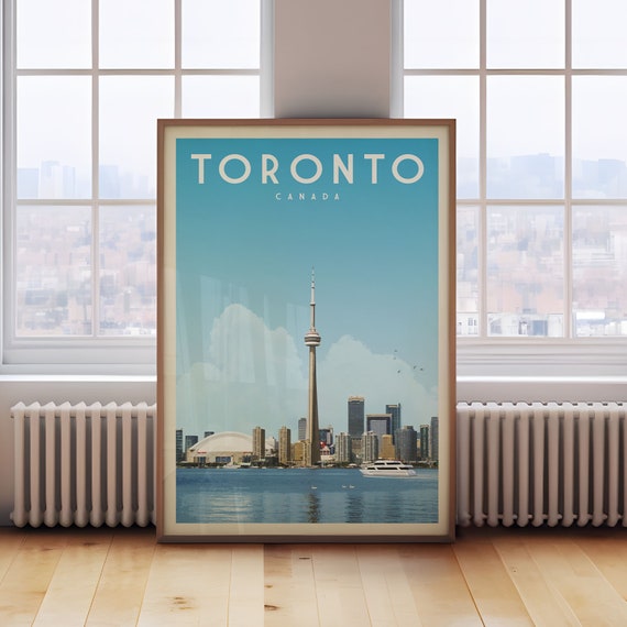 Toronto Canada Skyline, Vintage Travel Poster Print