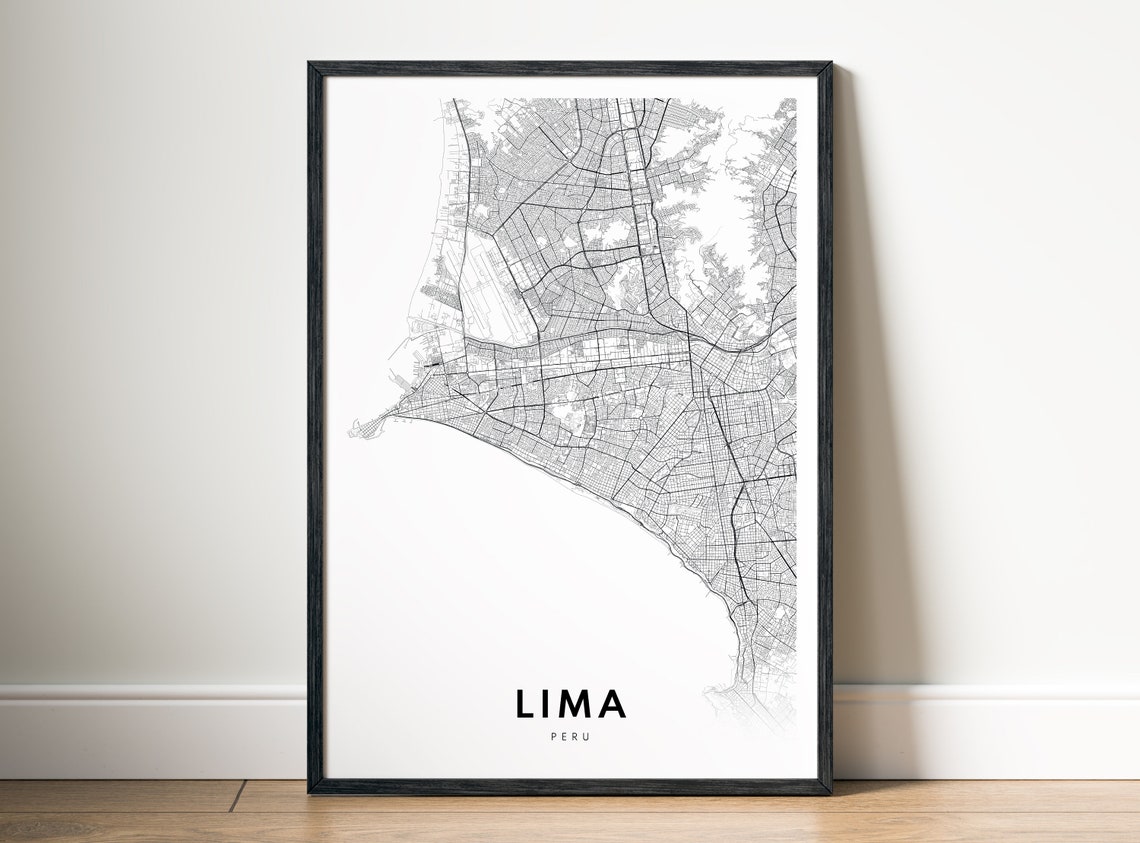 Lima Peru Capital City Street Map Black White Minimalist Map Poster - Image 4