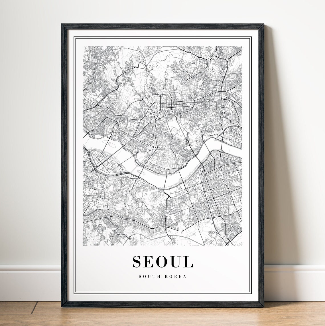 Seoul South Korea Minimalist Black and White City Map Poster - Image 5