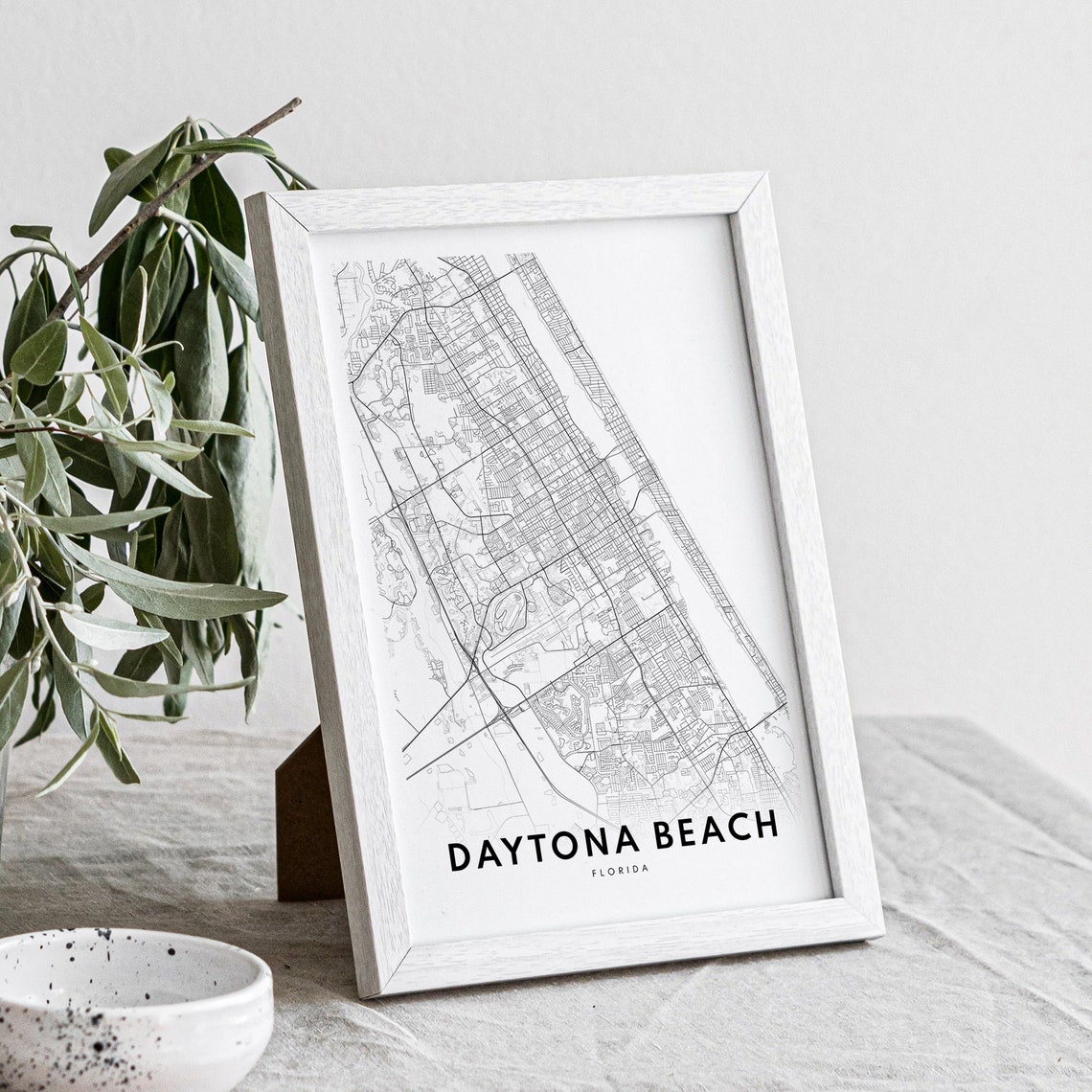 Daytona Beach Florida Street Map Line Art Black and White Poster - Image 4