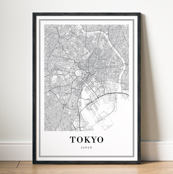 Tokyo Map Poster, Black And White Travel Map