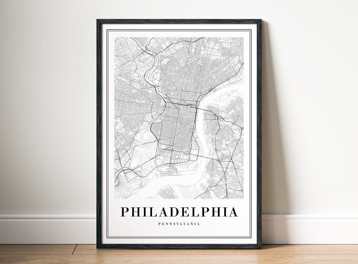 Philadelphia Pennsylvania Minimalist City Street Map Wall Poster - Image 5