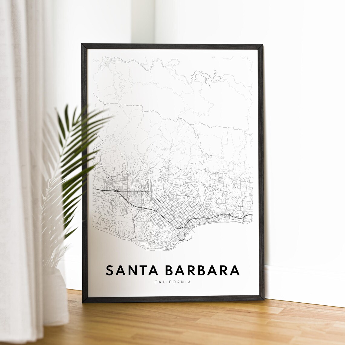 Santa Barbara California Coastal City Minimal Street Map Art Poster - Image 2