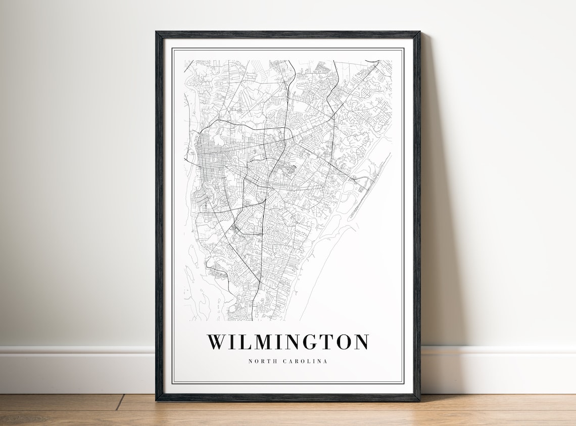 Wilmington North Carolina Black And White City Street Map Poster - Image 5