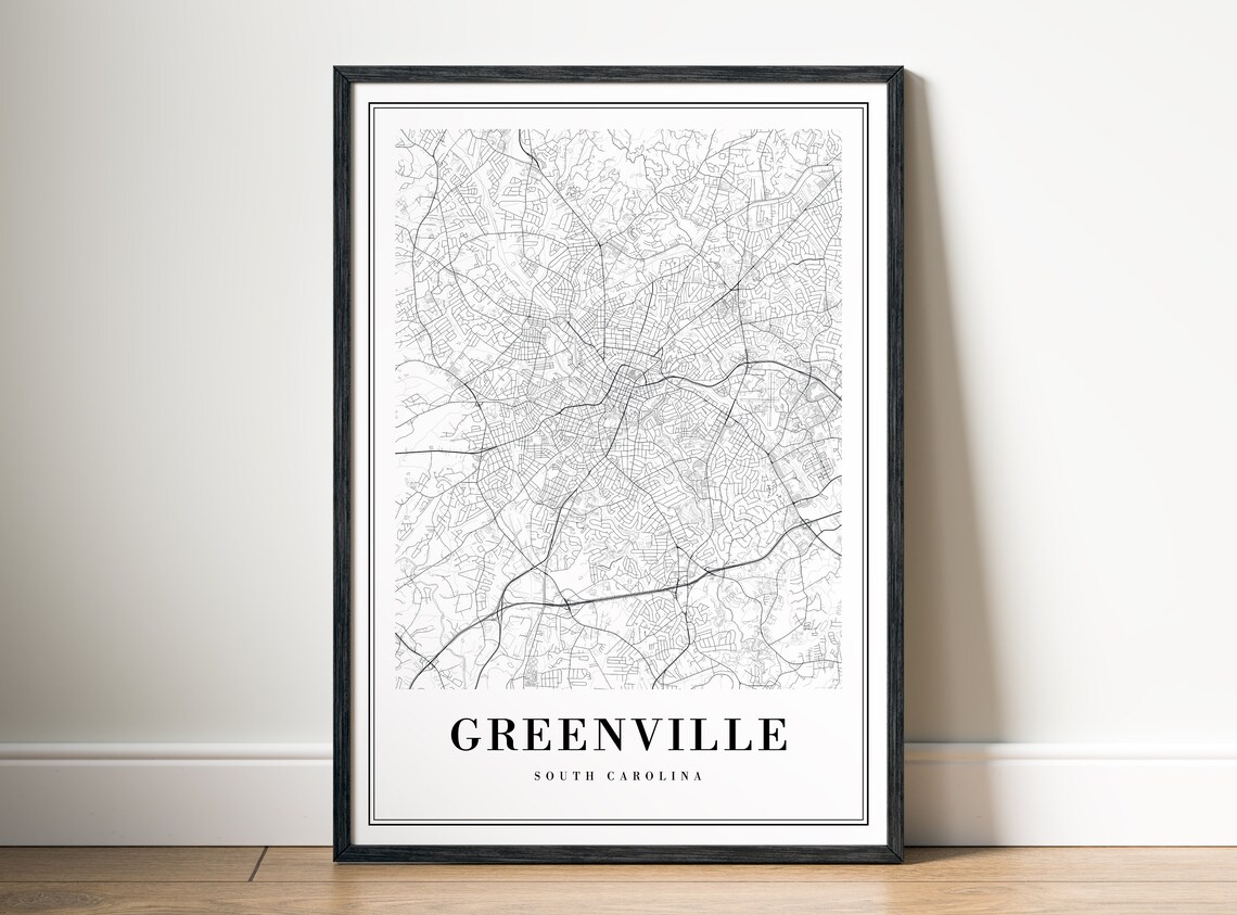Greenville SC Map Poster, Black And White Sketch - Image 5