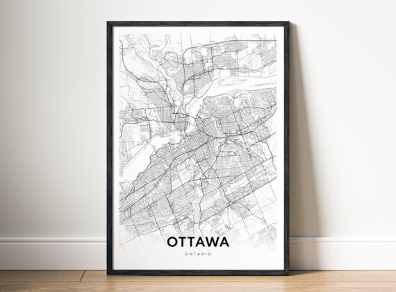 Ottawa Map Print Canada Poster Black And White