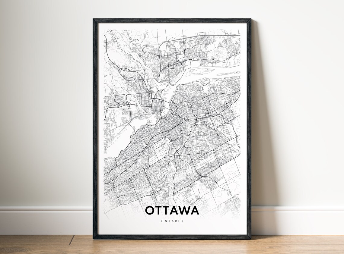 Ottawa Map Print Canada Poster Black And White
