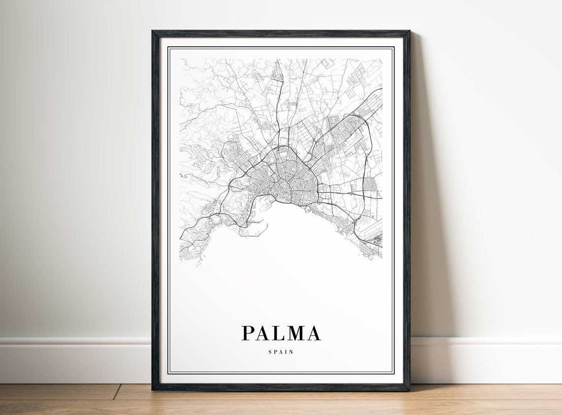 Palma Spain Minimalist Black and White City Street Map Art Poster - Image 5