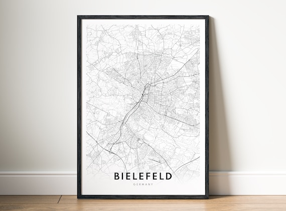 Bielefeld Map Print Germany Poster Black And White Wall Art Sketch
