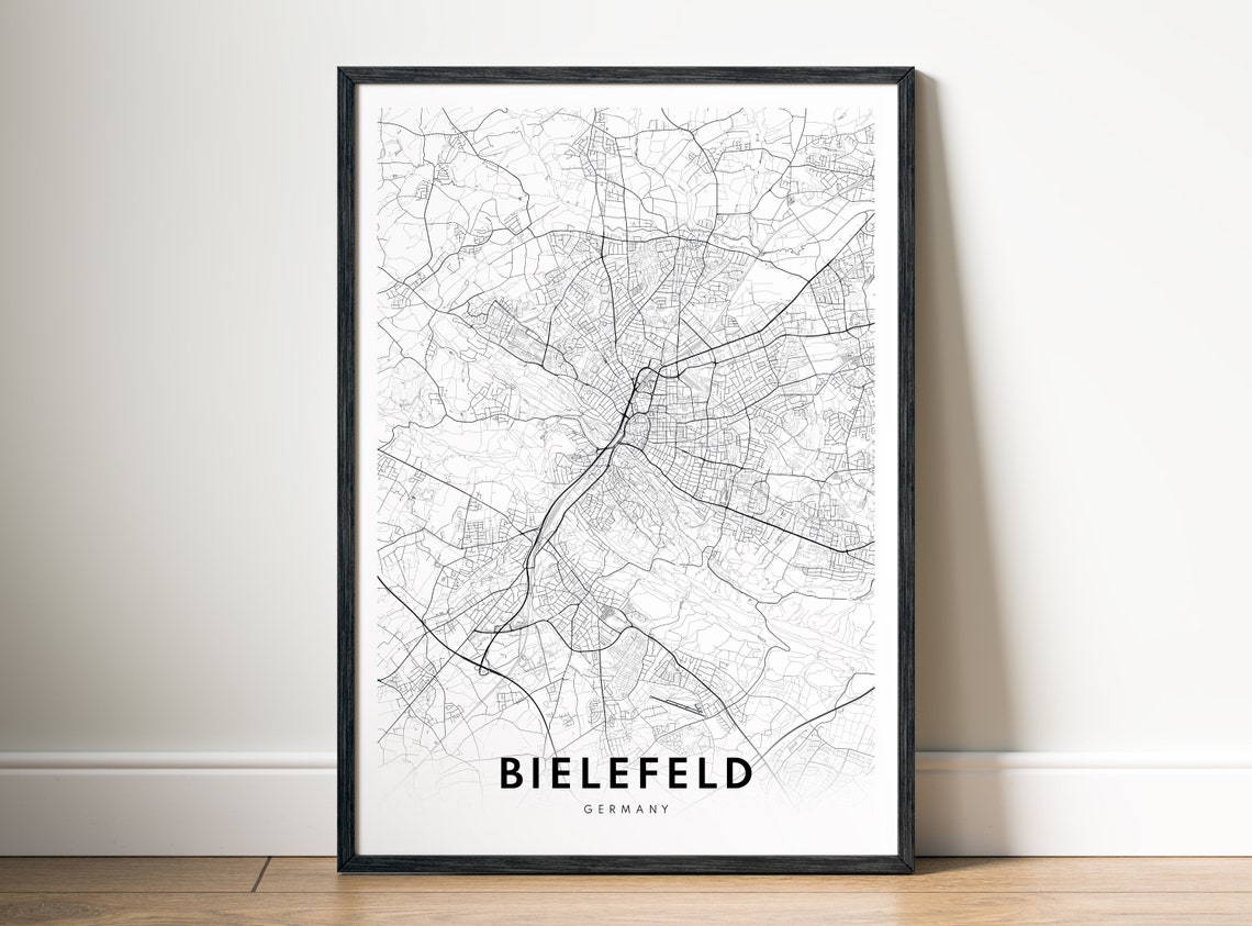 Bielefeld Germany Minimalist Black and White City Street Map Poster