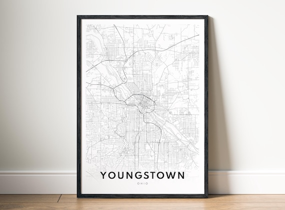 Youngstown Map Print Ohio Poster Black And White Wall Art