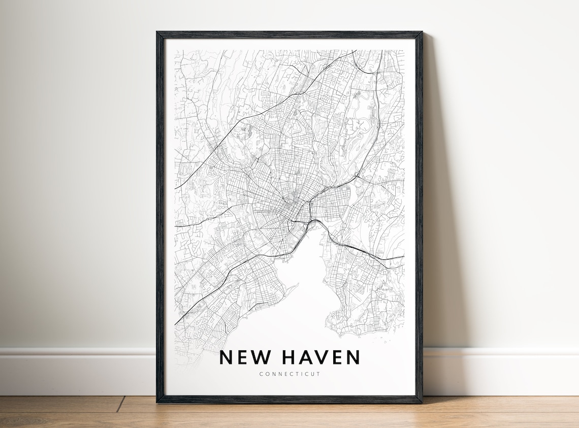 New Haven Connecticut City Street Map Minimalist Black White Poster