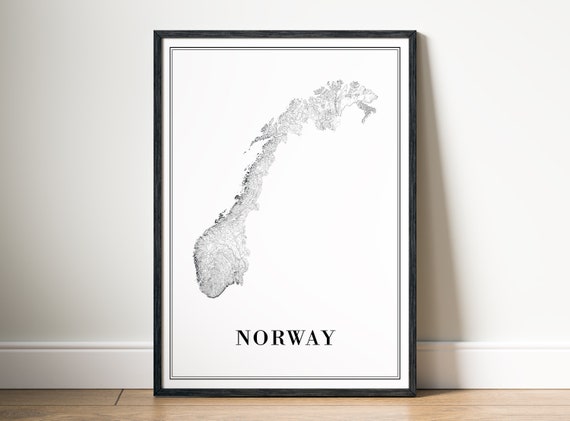 Norway Map Poster, Black and White Travel Map