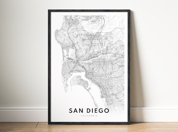 San Diego Print Map Poster Modern Instant