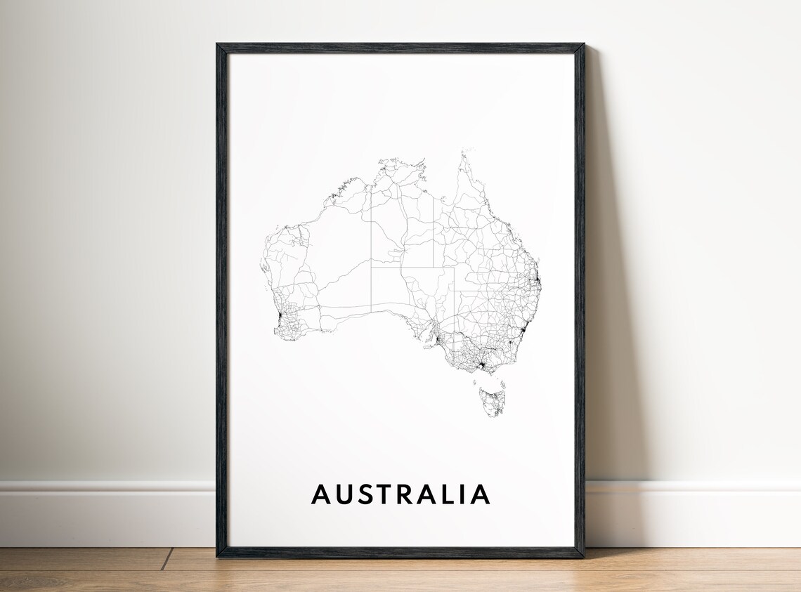 Australia Map Print, Black and White Map Art - Image 5