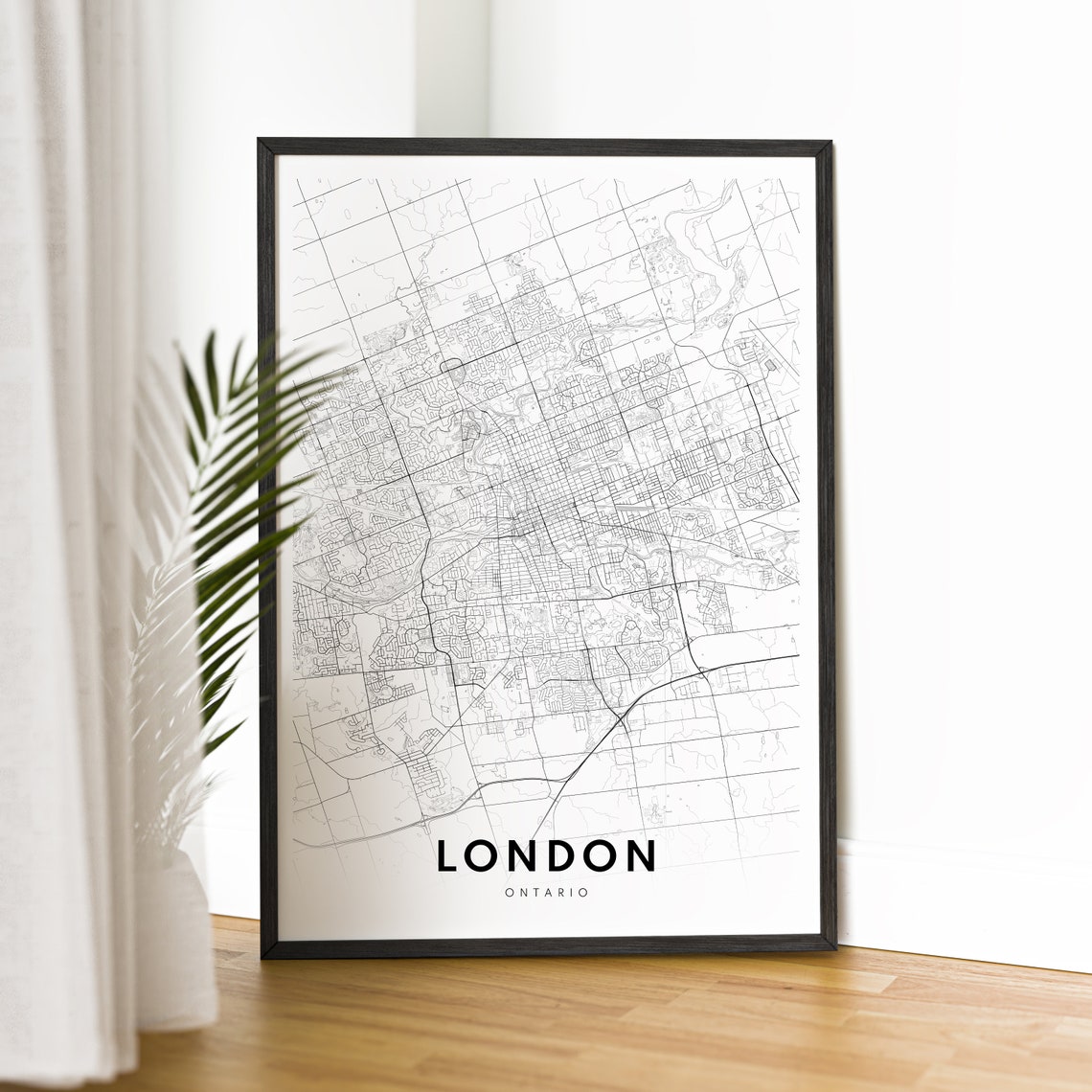 London Ontario Canada Minimalist Black and White City Map Poster - Image 2