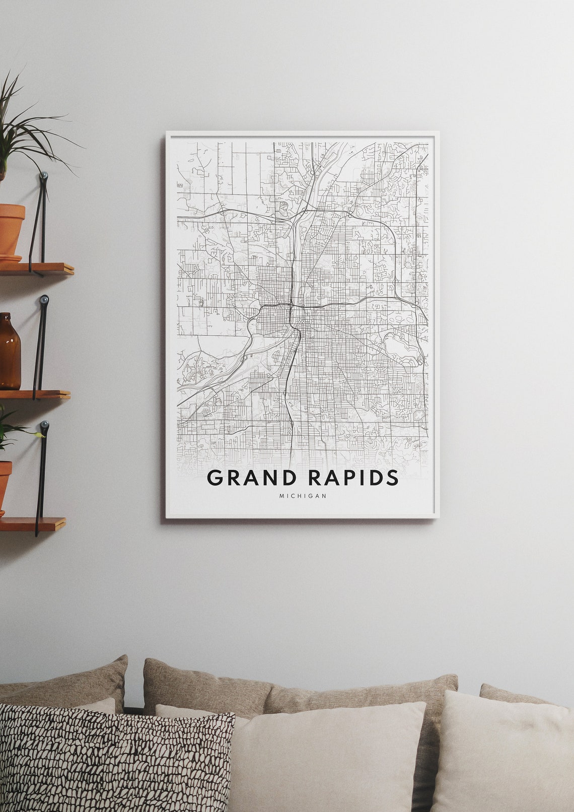 Grand Rapids Michigan Minimalist City Street Map Wall Poster - Image 2