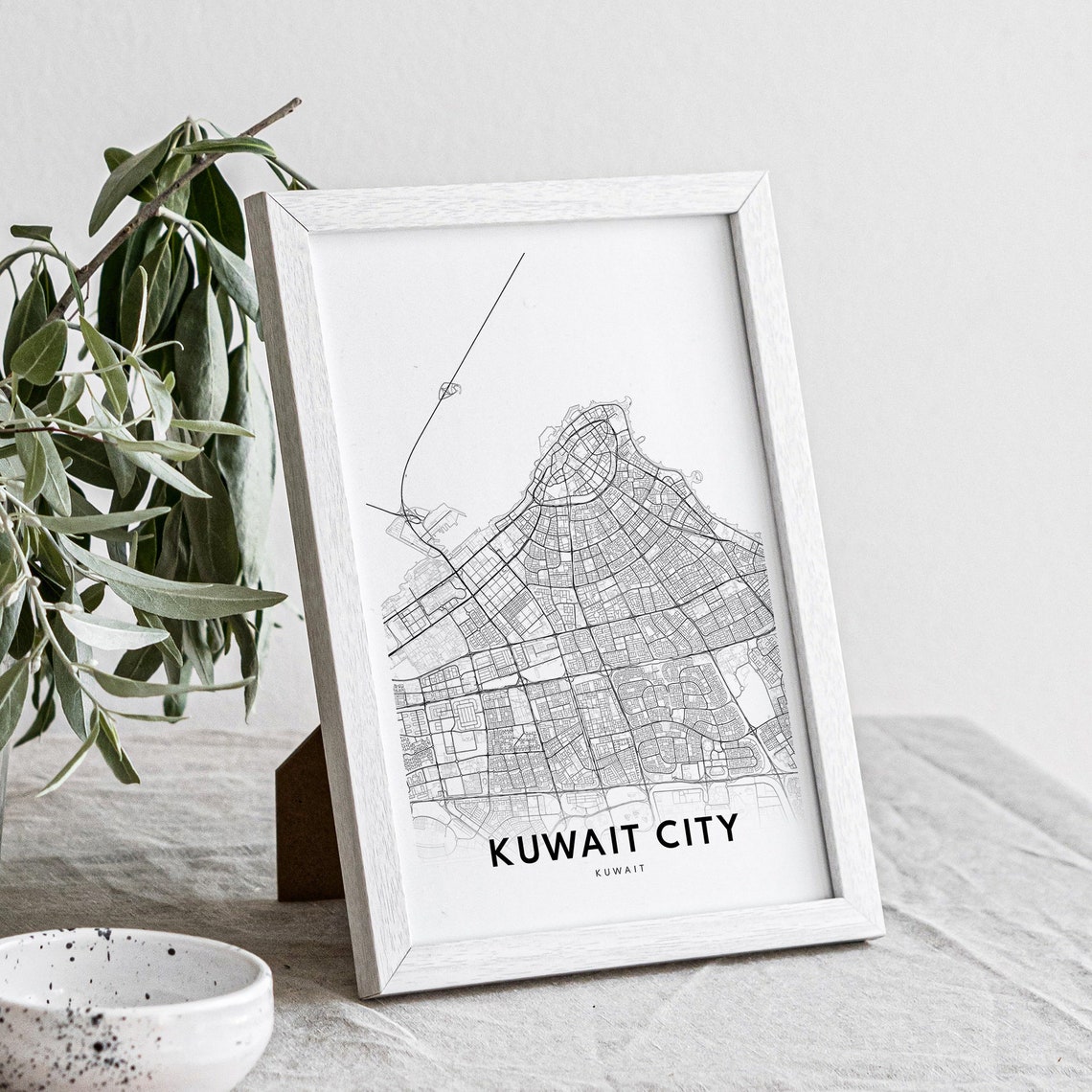 Kuwait City Kuwait Minimalist Black and White City Map Poster - Image 4