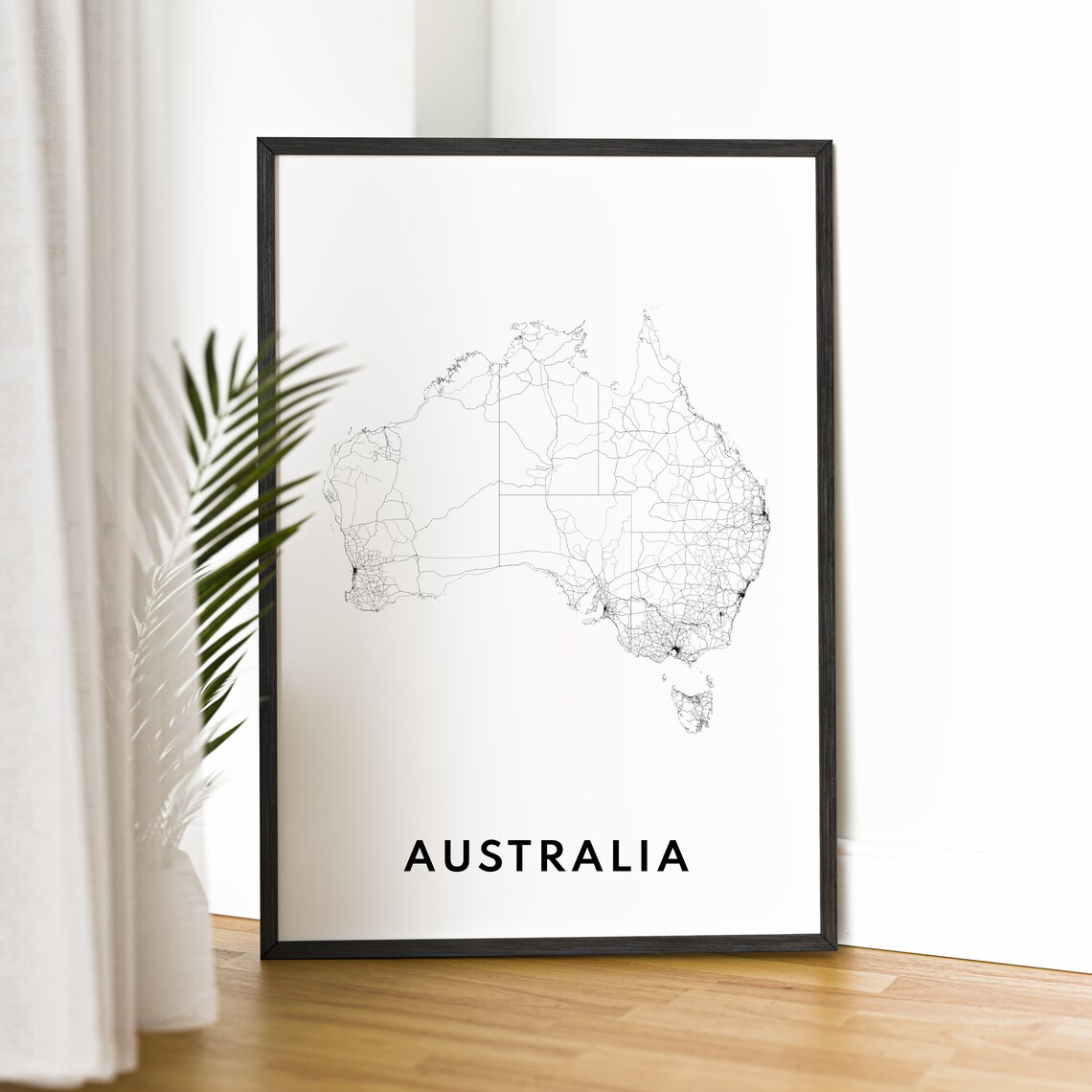 Australia Map Print, Black and White Map Art - Image 2
