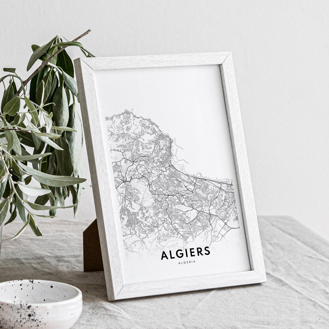 Algiers Algeria City Street Map Minimalist Black White Print - Image 4