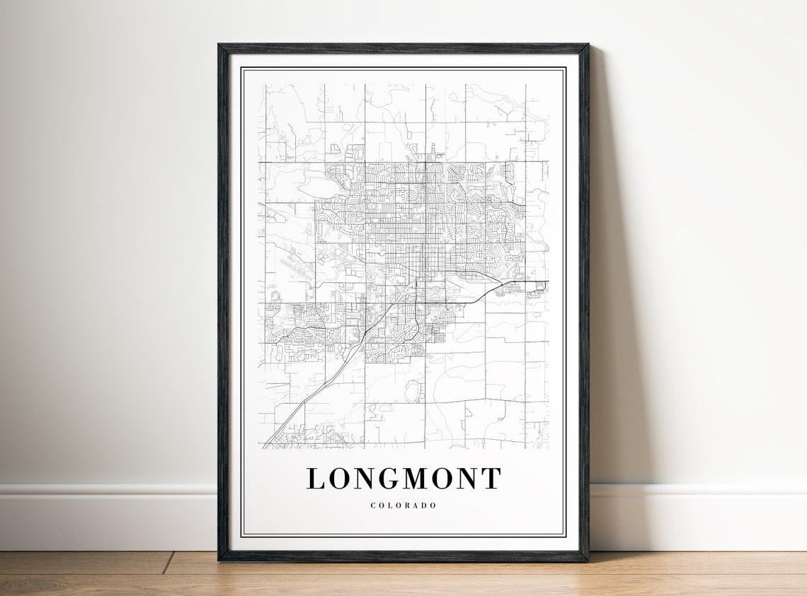 Longmont Colorado Minimalist Black and White City Map Poster - Image 5