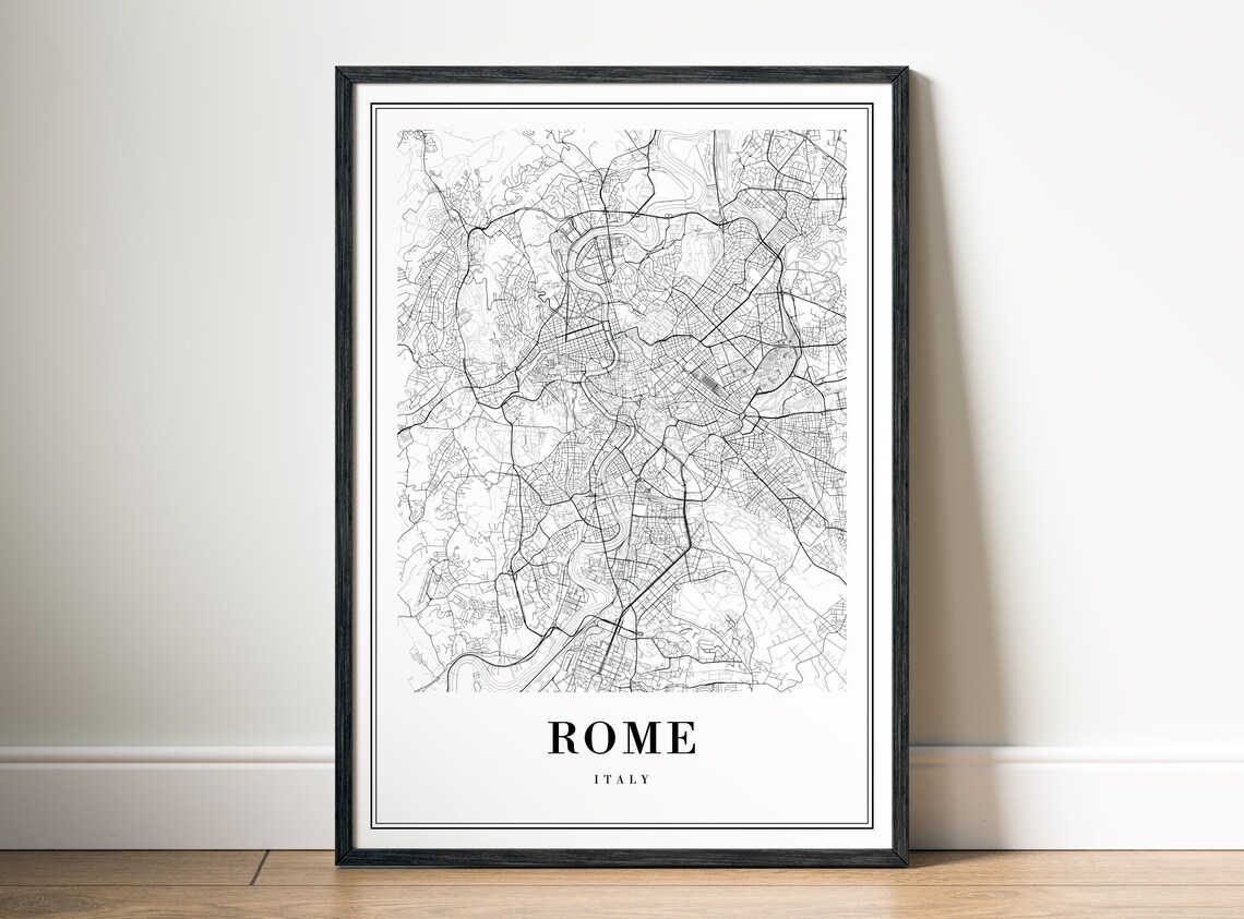 Rome Map Art Print, Black and White Travel Poster - Image 5