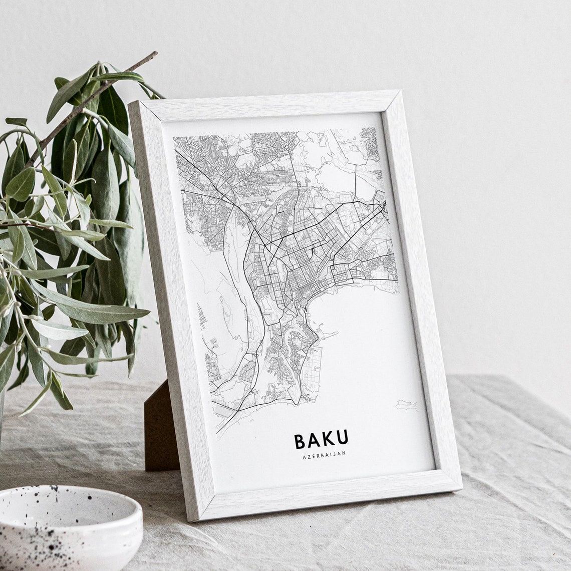 Baku Map Print Baku Azerbaijan Map Poster Baku Map Black And White Map Wall Art Baku Sketch Map Poster - Image 4
