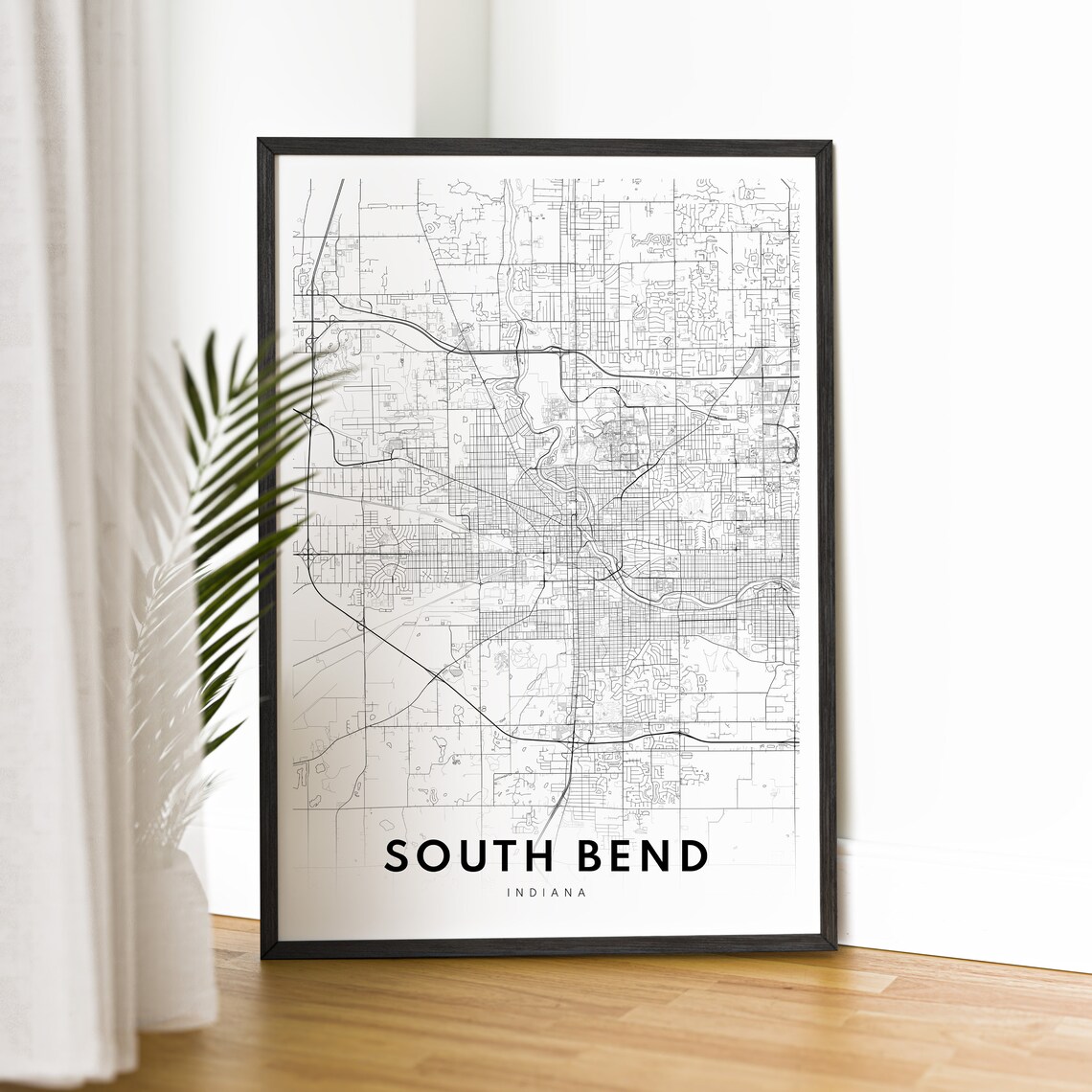 South Bend Indiana Classic Midwest City Street Map Travel Poster - Image 2