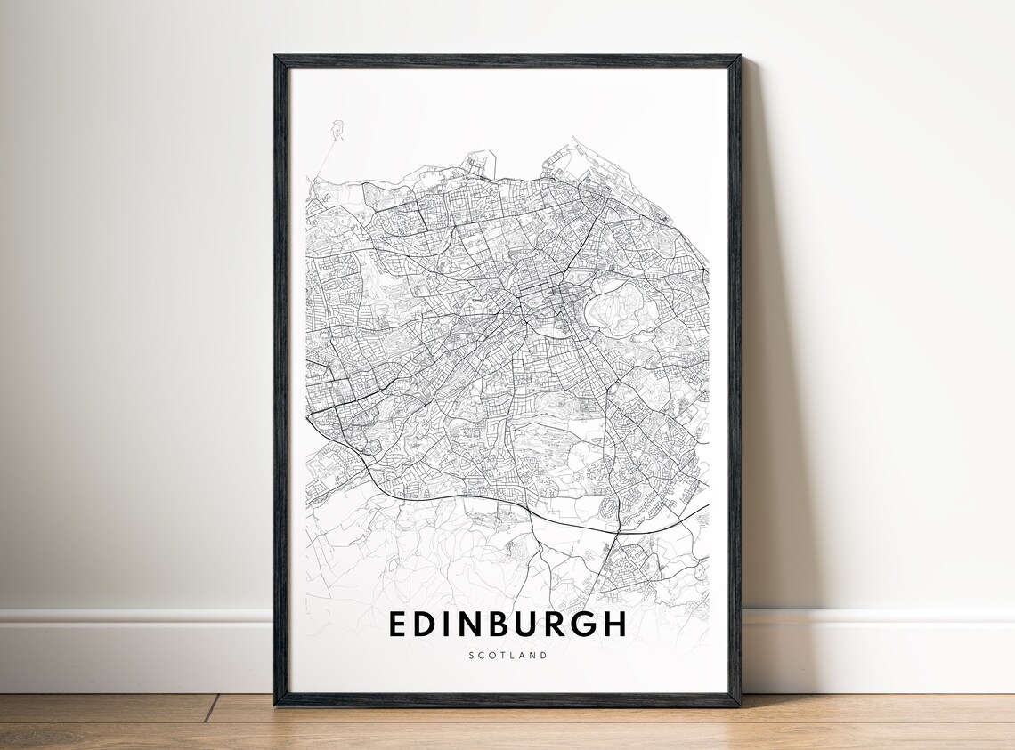 Edinburgh Scotland Map Print, Black And White Travel Poster - Image 5