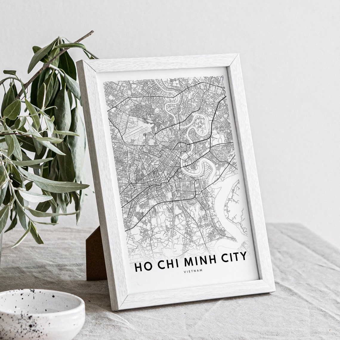 Ho Chi Minh City Vietnam Map Minimalist Black and White Print - Image 2