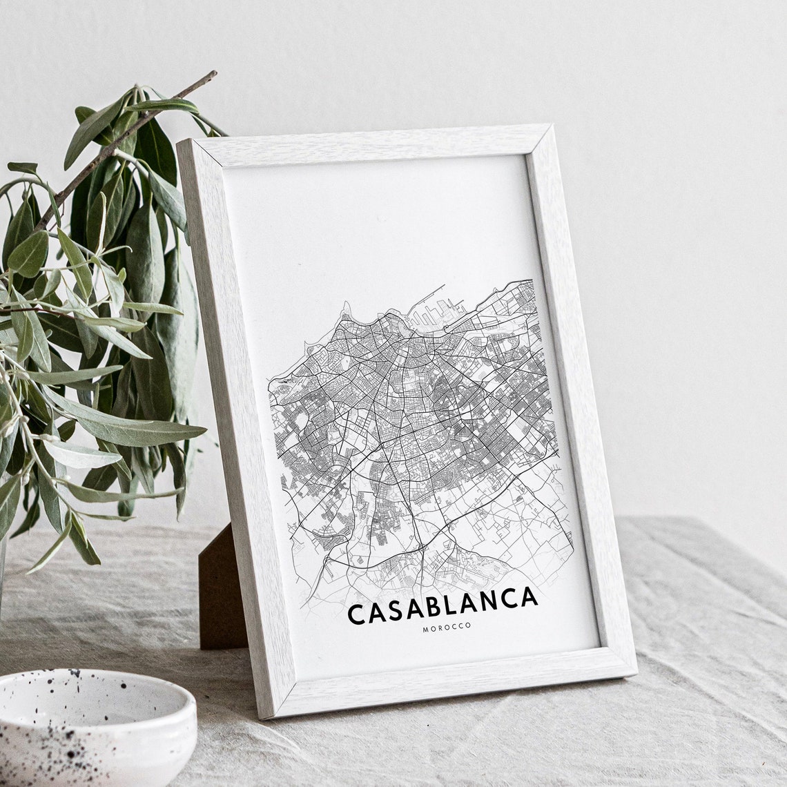 Casablanca Morocco Street Map Minimalist Black and White Poster - Image 4