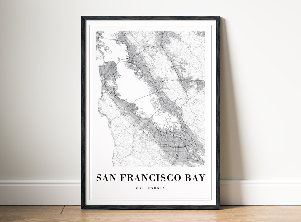 San Francisco Bay Map Print, Bay Area Travel Poster