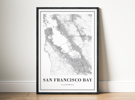 San Francisco Bay Map Print, Bay Area Travel Poster