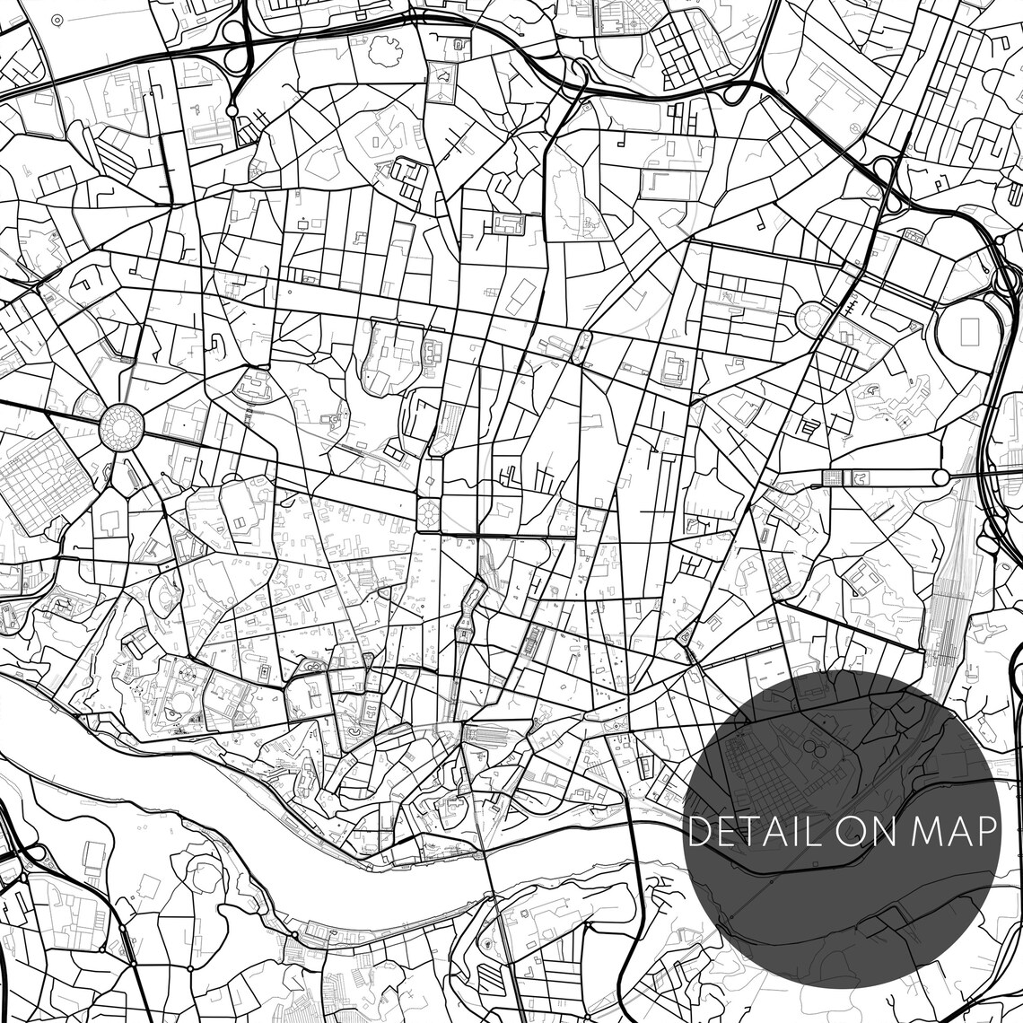 Porto Map Poster, Black And White Travel Map - Image 2