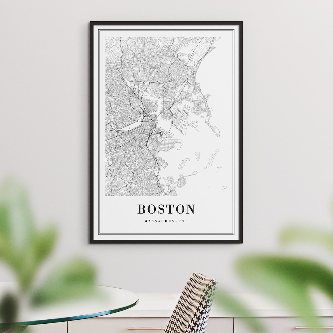 Boston Map Print, Modern Black And White Map - Image 2