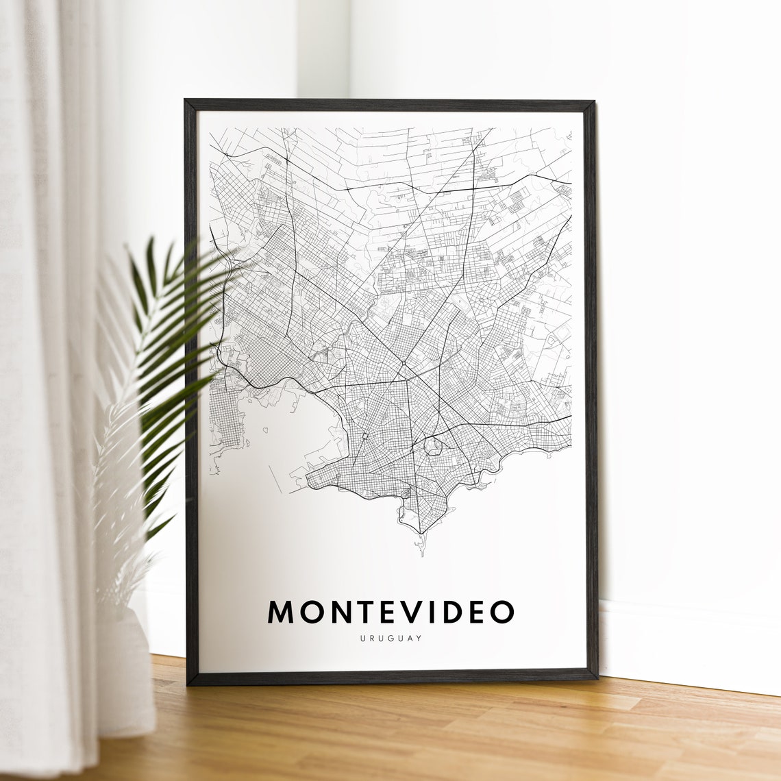 Montevideo Uruguay City Street Map Black White Minimalist Map Poster - Image 2