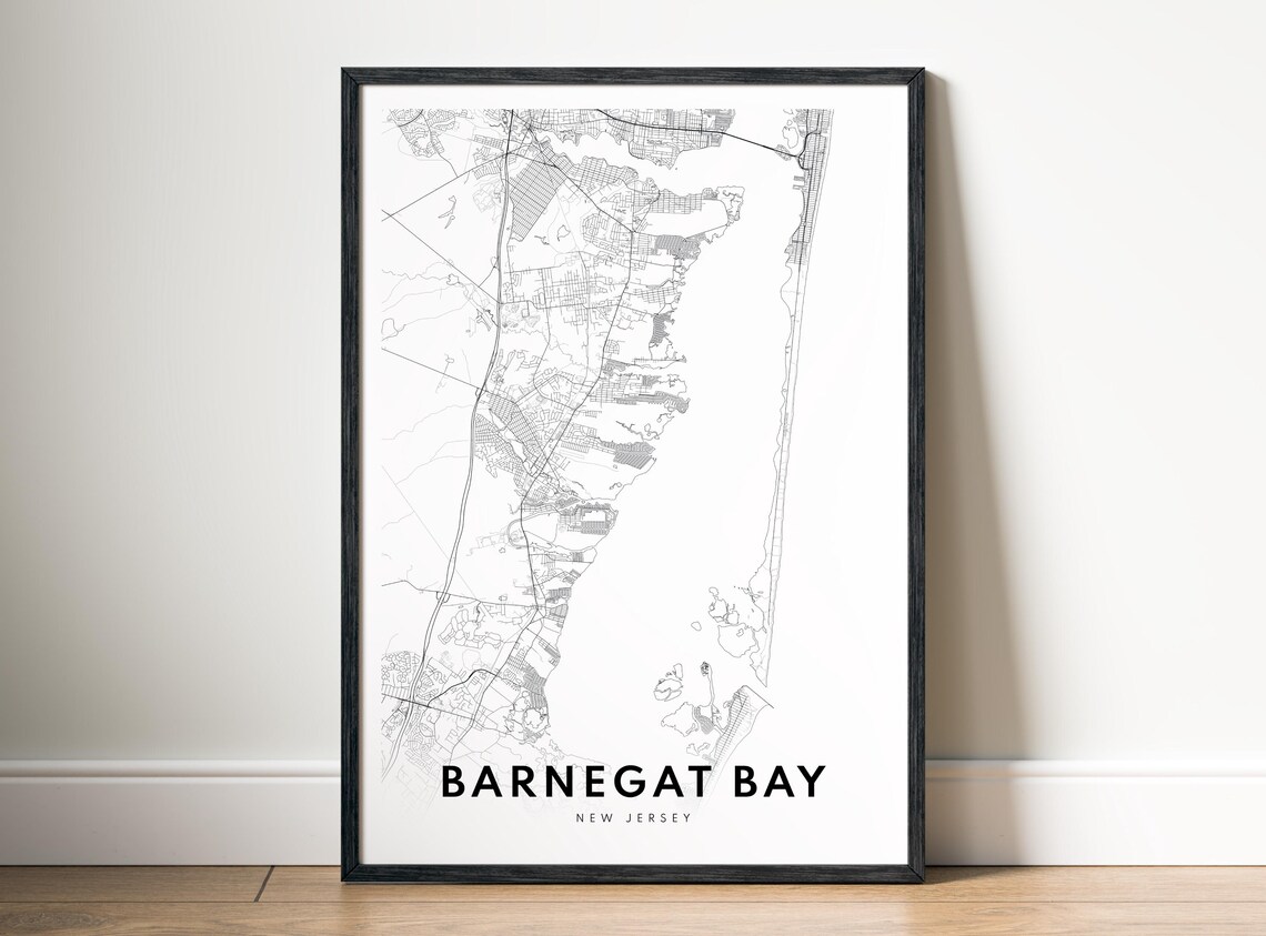 Barnegat Bay New Jersey Coastal Line Art Street Map Art Poster