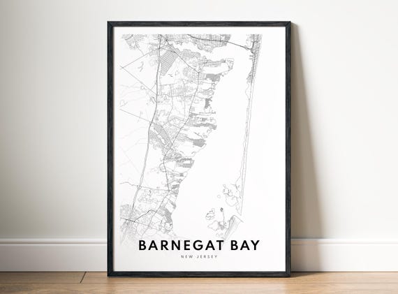 Barnegat Bay Nj Map Print Barnegat Bay New Jersey Map Poster Barnegat Map Barnegat Bay Black And White Map Art