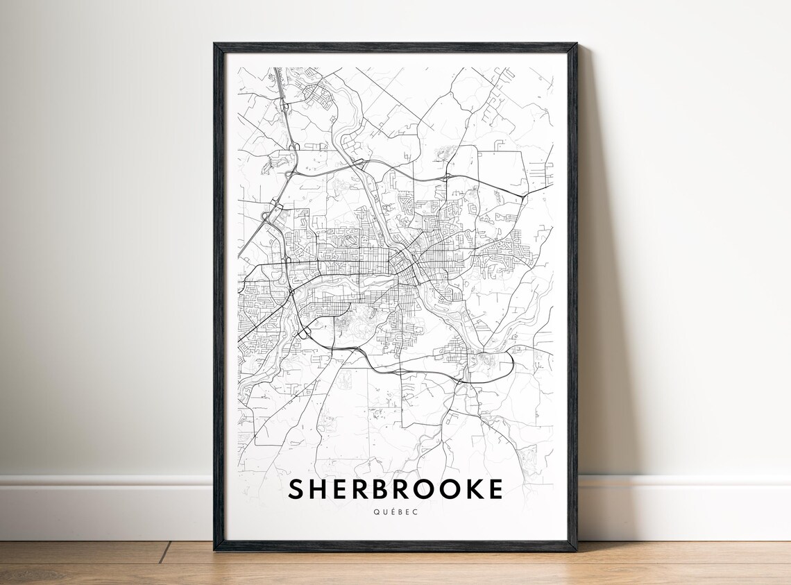 Sherbrooke Map Poster, Minimalistic City Art