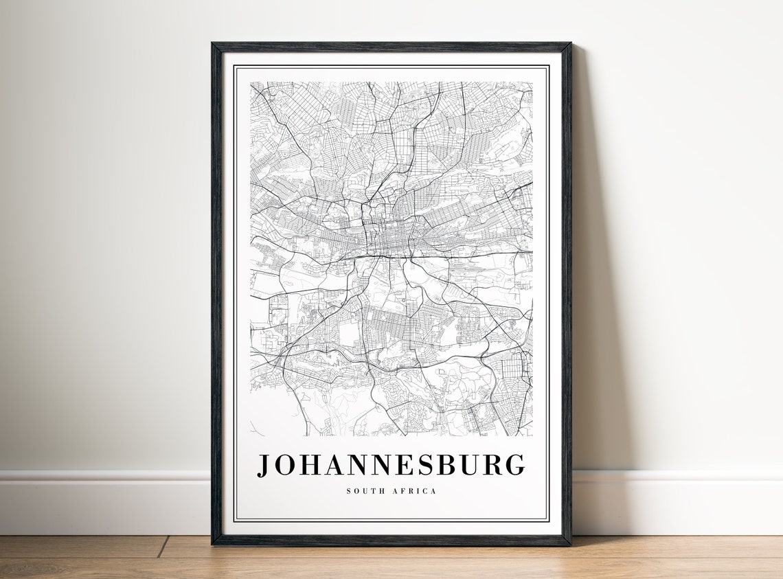 Johannesburg South Africa Black And White City Street Map Poster - Image 5