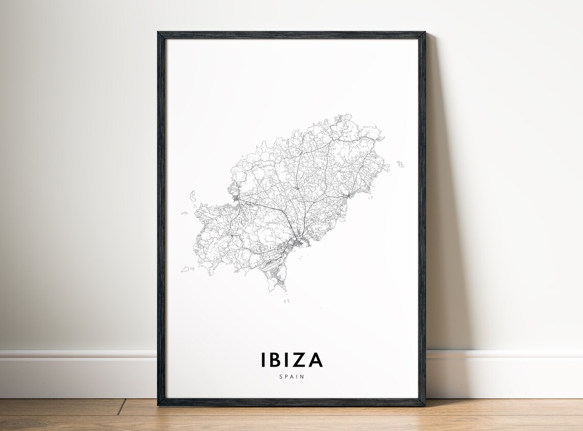 Ibiza Spain Map Poster, Black and White Travel Print - Image 5
