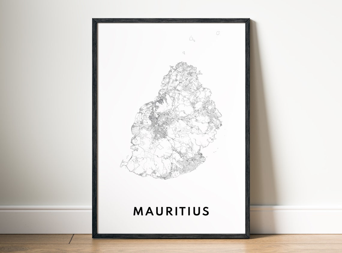 Mauritius Indian Ocean Island Outline Minimalist Travel Map Poster - Image 5