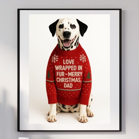 Dalmatian Dog Dad Christmas Art Funny Pet Holiday Merry Wall Decor Instant Gift From The
