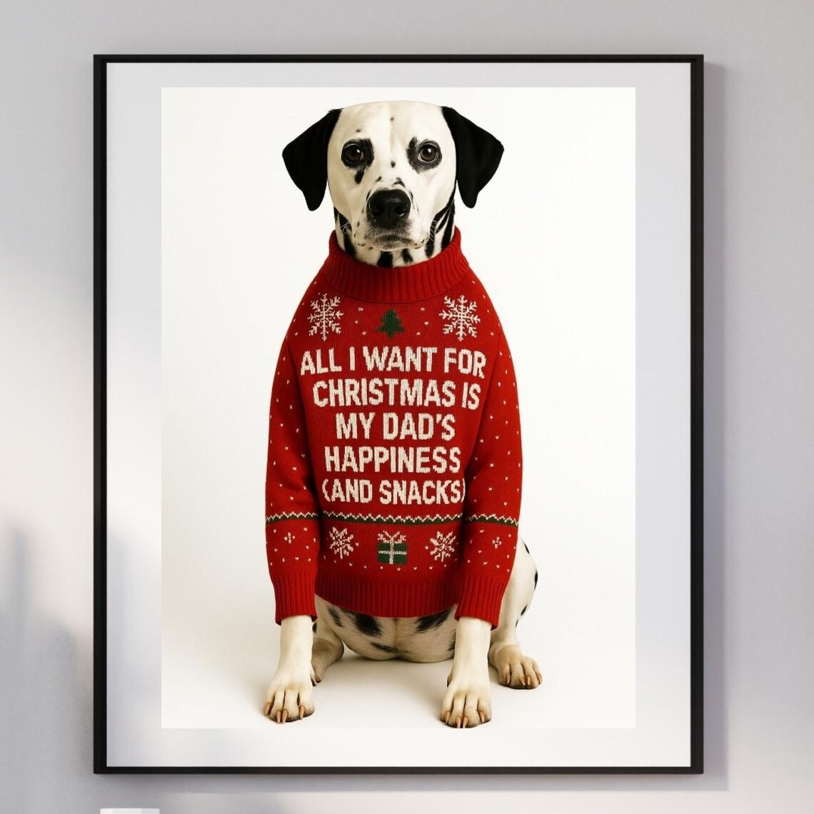 Funny Dog Dad Christmas Print, Dalmatian Gift