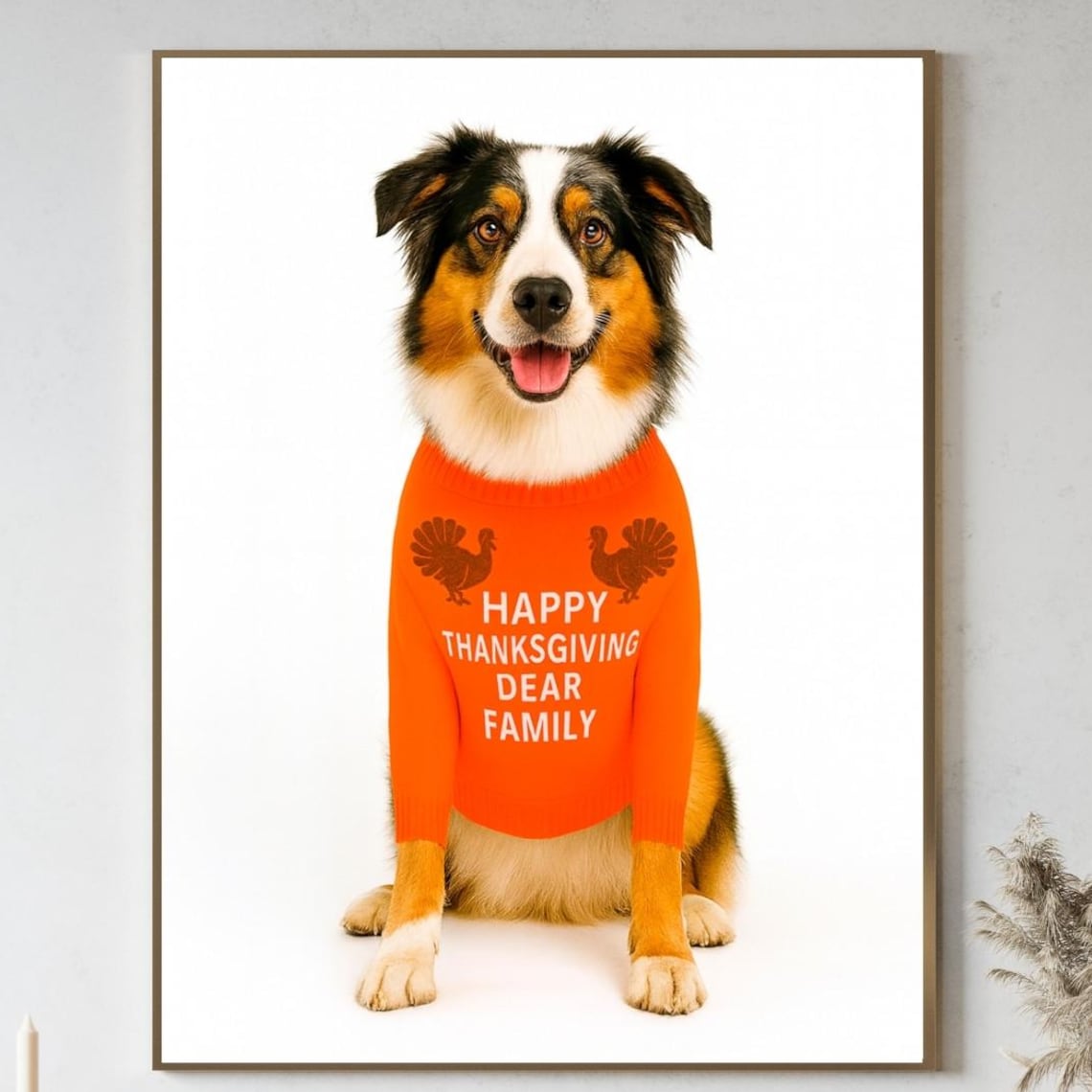 Australian Shepherd Happy Thanksgiving Dear Family Dog Poster