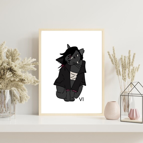 Vi Arcane Inspired Black Cat Fantasy Character Feline Art Poster