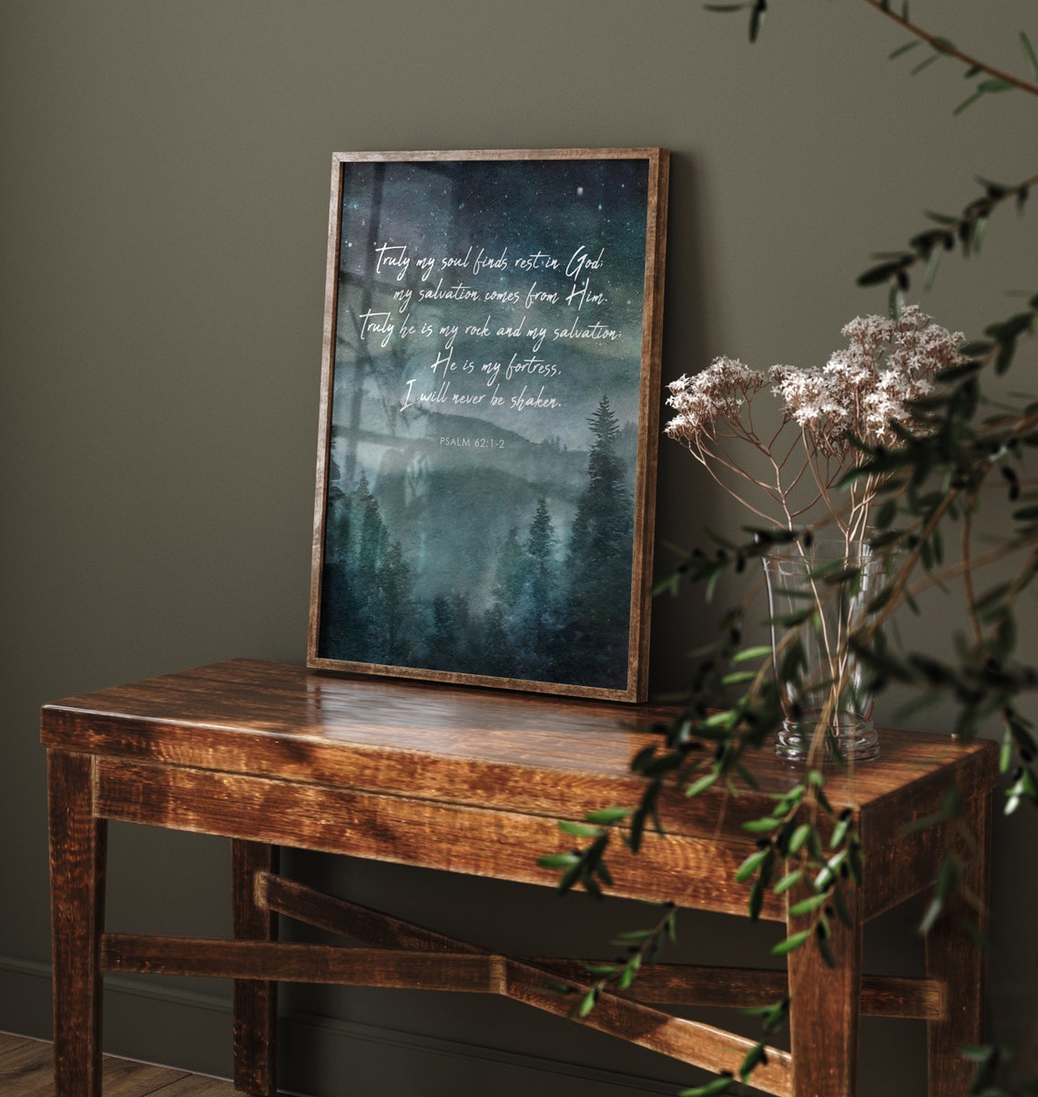 Scripture Wall Art Bible Verse Print Psalm 621 2 Christian Artwork Custom Encouraging Psalms Gift Customizable Watercolor Painting - Image 2